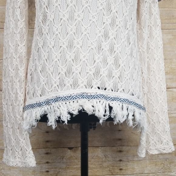 Gimmicks By BKE Boho Crochet Top With Fringe - Picture 4 of 7